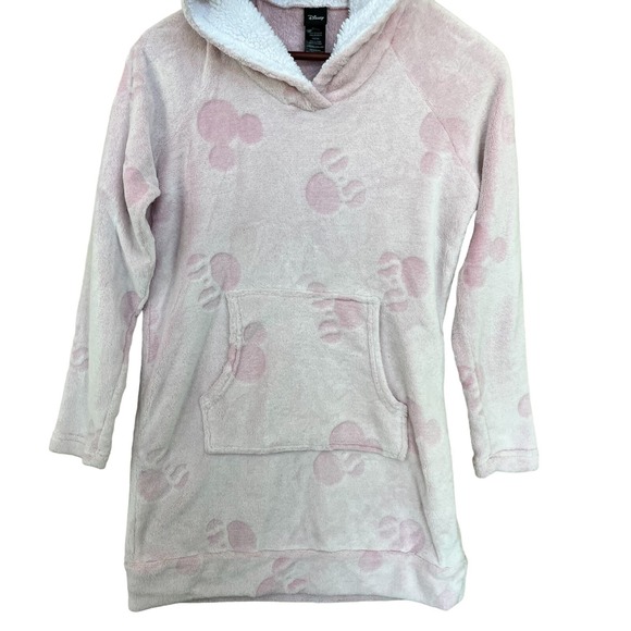 Disney Pajama Sherpa Hoodie Women XS Pink Pajama Pullover Robe Cover Mickey Ears - Picture 6 of 13